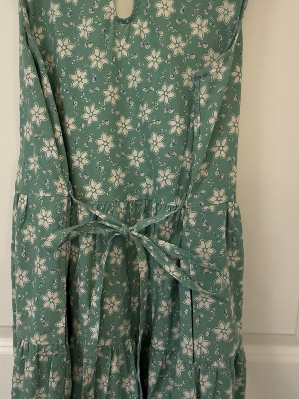 April Cornell Green Floral Tiered Midi Dress XXS | Cottagecore Sleeveless Dress - Picture 4 of 10